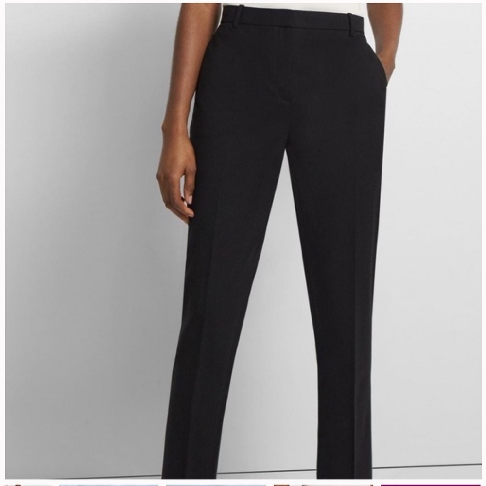 Theory Tailored Trouser Pant Travel Wool Black Business Casual Women’s 8 - Picture 2 of 11